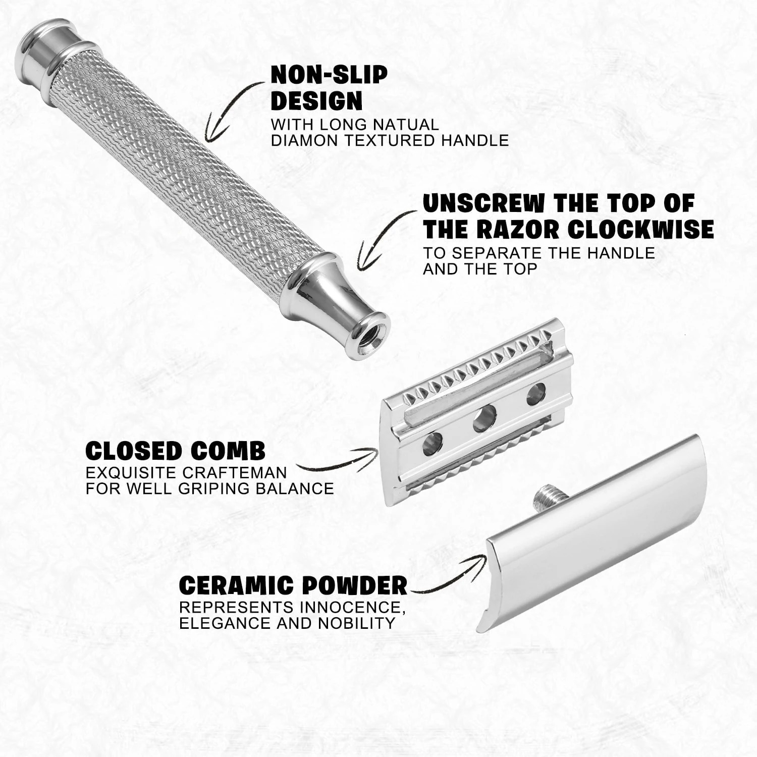 Premium Single Blade Safety Razors Double Edge Razor Blade Shaving Razors for Men with Razor Stand and 5 Platinum blades 240627