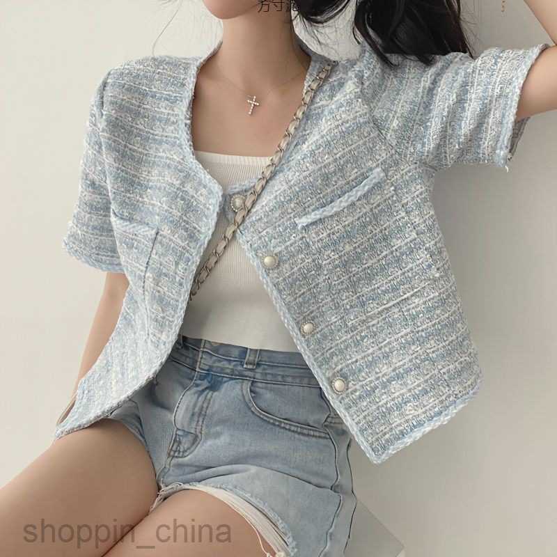Women Jackets Coats sense niche short sleeved small fragrant jacket cardigan women's summer new explosive street short top