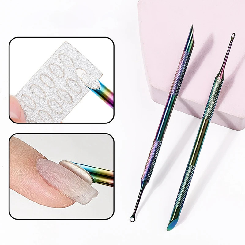 Double ended Stainless Steel Cuticle Pusher Dead Skin Push r For Pedicure Manicure Nail Art Cleaner Care Tool 240627