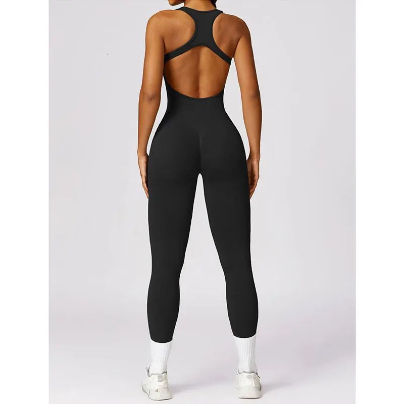 Yoga Set Seamless Womens Jumpsuits One-Piece Gym Push Up Workout Clothes Fitness Bodysuit Sportswear Tracksuit Short Sleeve 240627