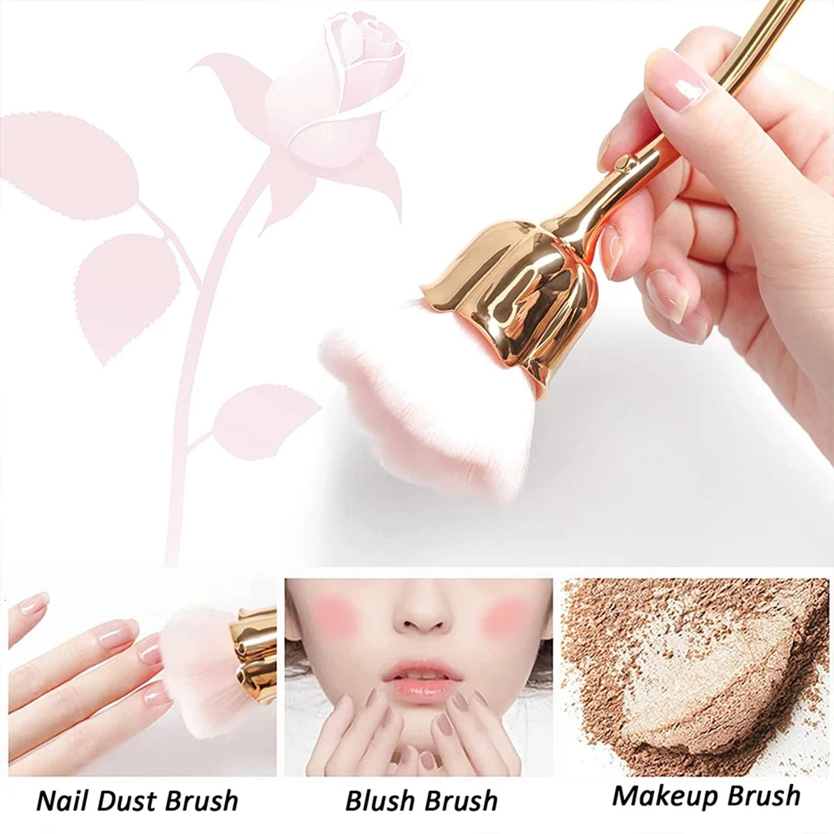 Flower Nail Brush For Manicure Rose Nail Art Brush Nail Accesories Tools Round Small Gel polish Dust Cleaning Brushes 240627
