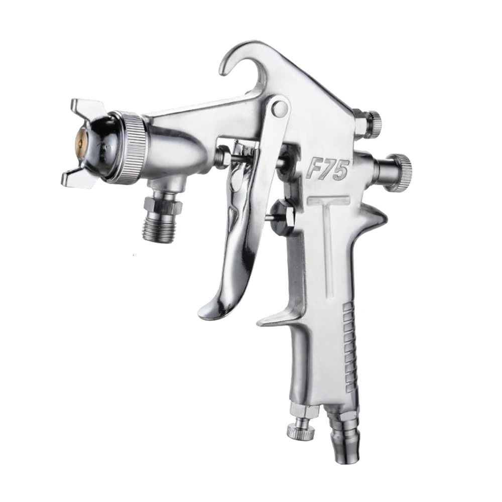 F-75 Spray Gun 1.5mm Nozzle with Cup Silver Handle Adjustable Color Spray Gun for Automotive Furniture Parts Painting 240627