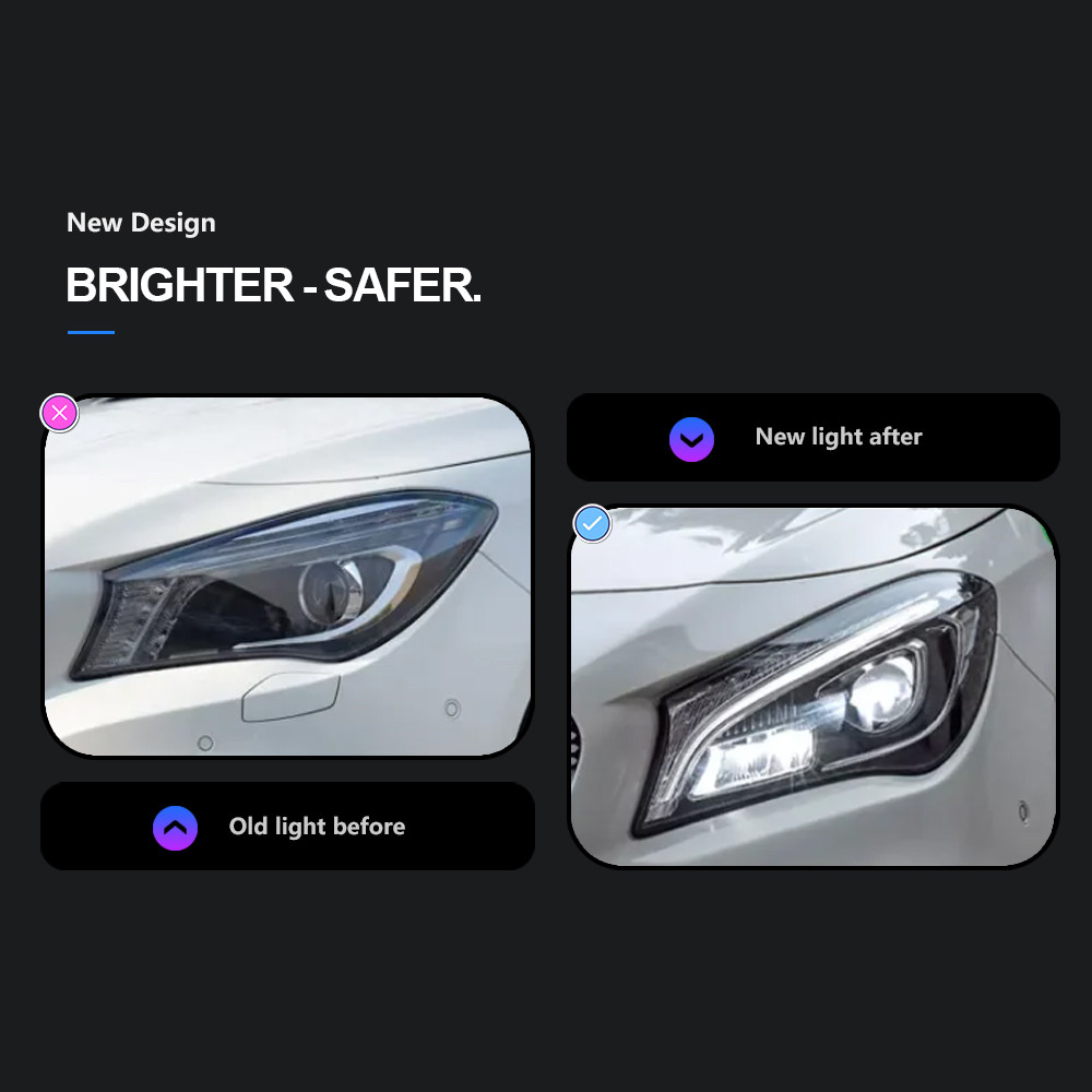 Car Light Assembly For Benz W117 LED Headlight 2014-20 20 CLA220 CLA260 DRL Turn Signal High Beam Angel Eye light