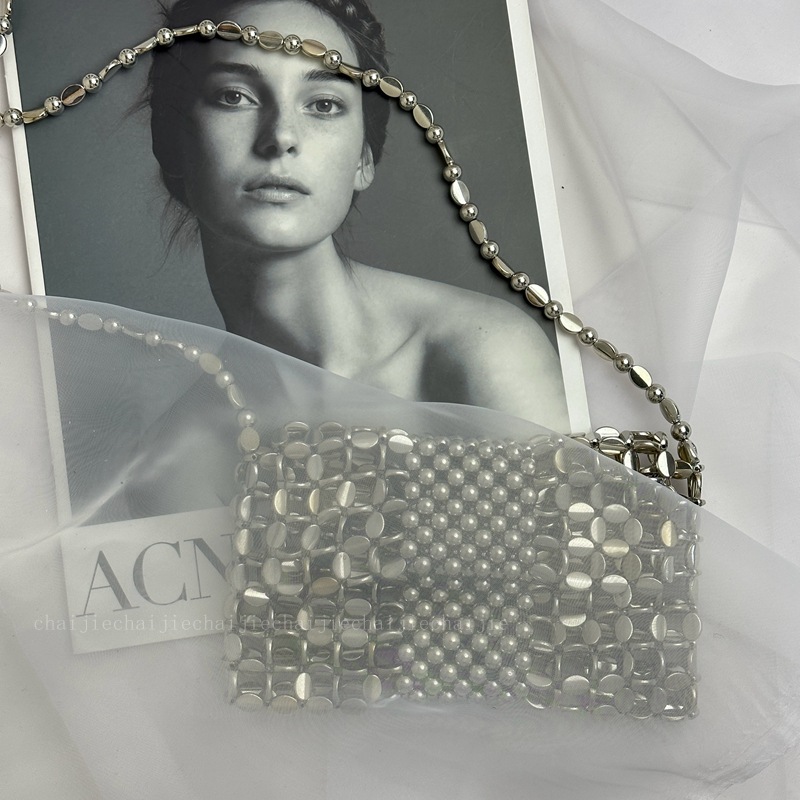 2024 New Girls Pearl Crossbody Bags for Women Small Wallet Handbag Ladies Beach Shoulder Phone Bag
