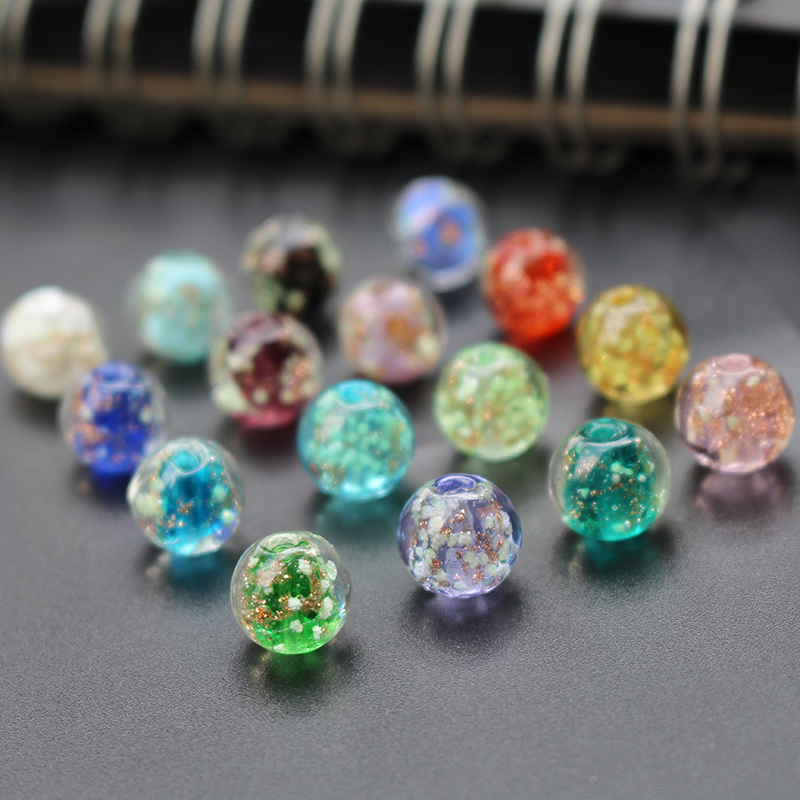 8 10 12mm Mix Pink Blue Luminous Handmade Lampwork Glass Beads Glow In Dark for Jewelry Bracelet Making DIY Materials Bead Bulk
