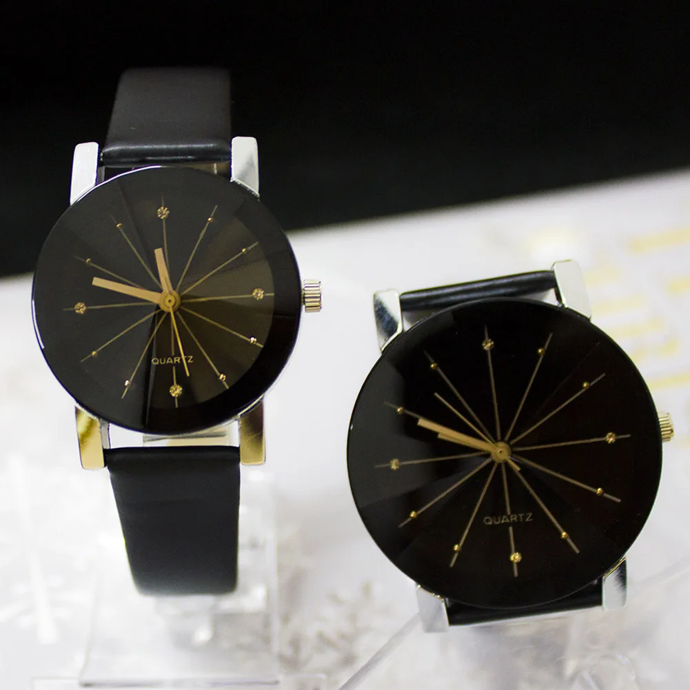 Lovers' Quartz Watch Women Men's Simple Casual Style PU Leather Watchband Round Dial Couples Watch Wrist Watch