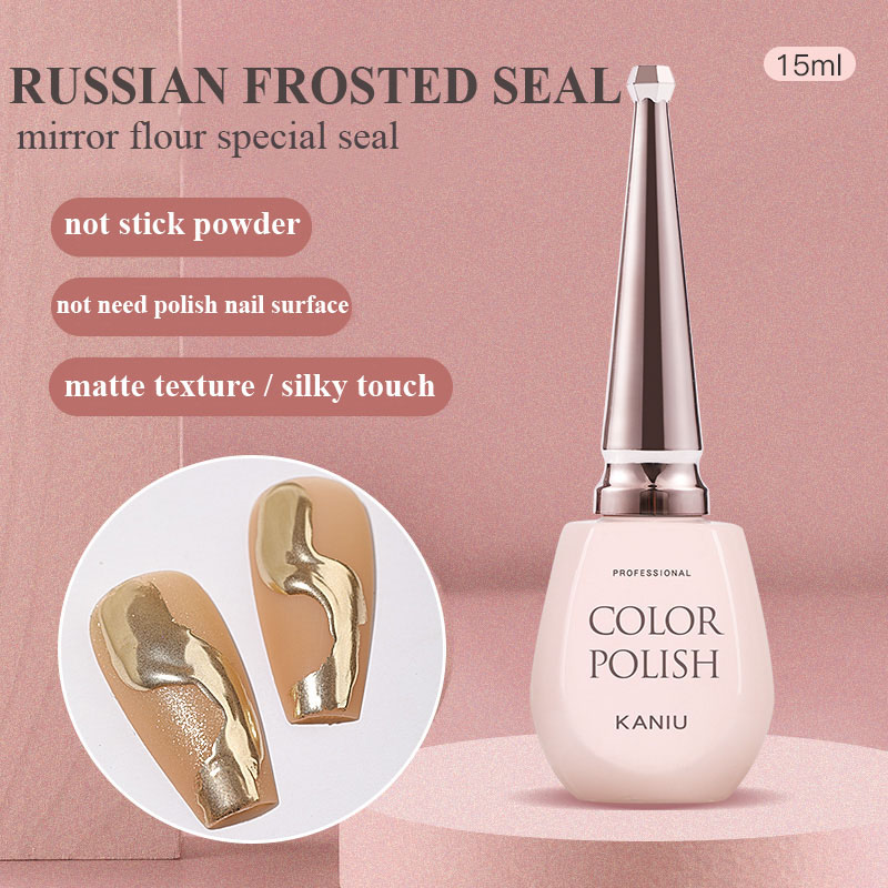 KANIU 15ml Russian Style Matte No Wipe Top Coat Gel Nails Magic Mirror Powder Special Frosted Seal Gel UV Nail Polish Manicure