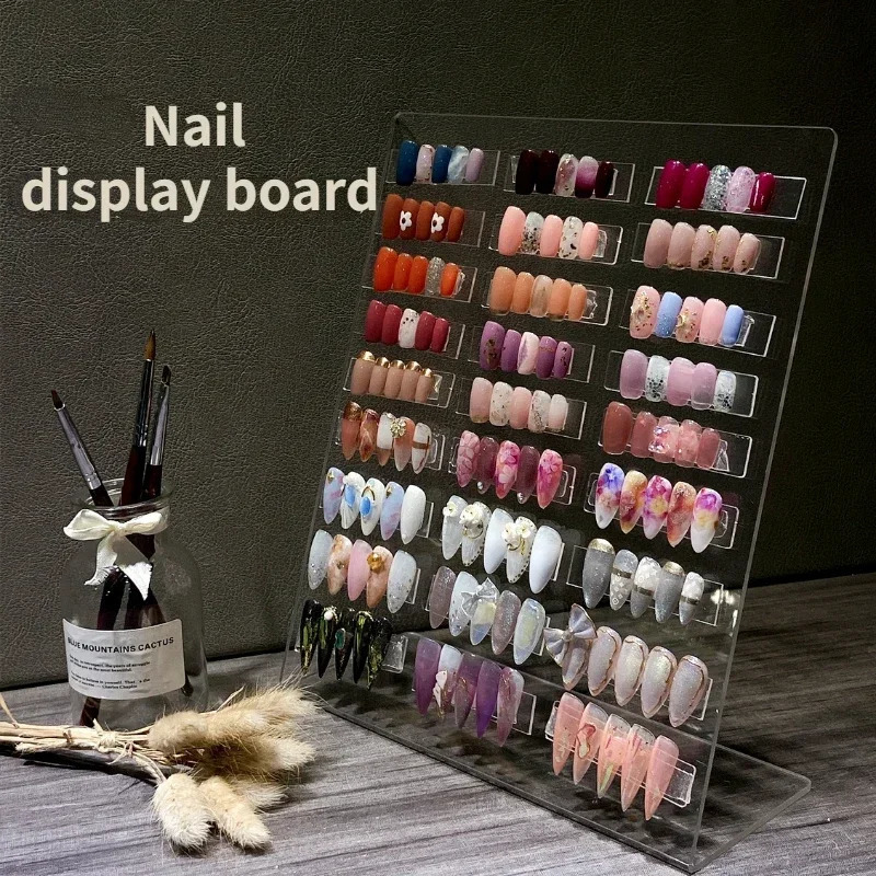 Exquisite Acrylic Nail Art Display Board Transparent Nail Gel Polish Showing Shelf Display Stand Manicure Magnetic Shelf 240627