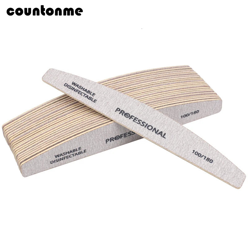 10pcs/Lot Wooden Nail Files Professional Nail Buffer 100/180 limas manicura Block Grey Boat Gel Polishing Wood Sanding Nail File 240627