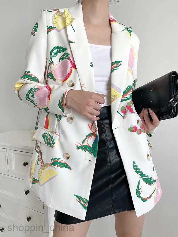 Women Jackets Coats Women's Autumn New Fresh Fruit Print Suit Coat