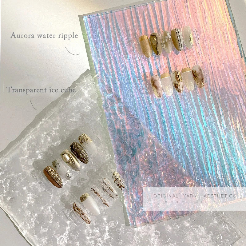 BOQN Nail Art Ice Cube Display Board Aurora Acrylic Finished Sample Color Board Nail Art Display Board Po Prop 240627