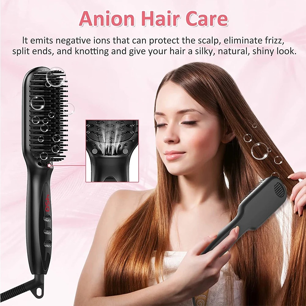 Hot Comb Electric Brushes Straightener Hair Anti-scalding Ceramic Beard Straightening Brush F628-29