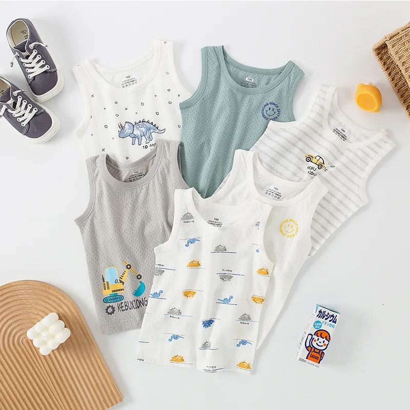 Summer Top Clothes for Children Mesh Girls T-shirts Cartoon Boys Tank Top Young Girl Lingerie Baby Underwear Teen Sports Clothes 240627