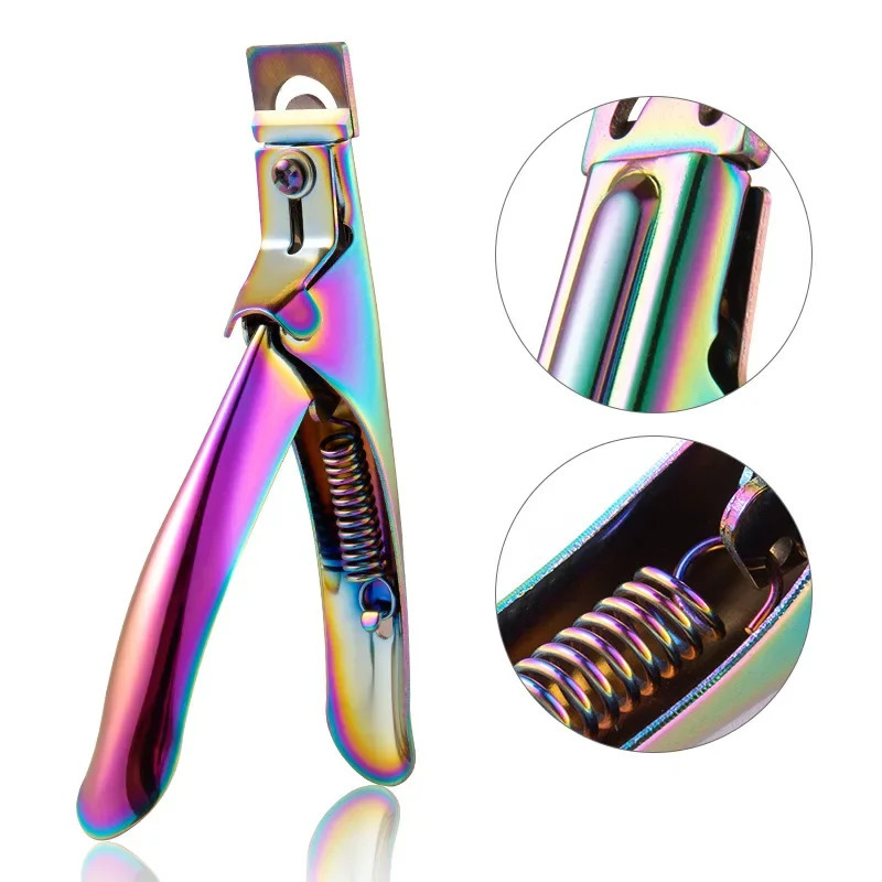 Professional Nail Art Clipper Special type U word False Tips Edge Cutters Manicure Colorful Stainless Steel Nail Art Tools 240627