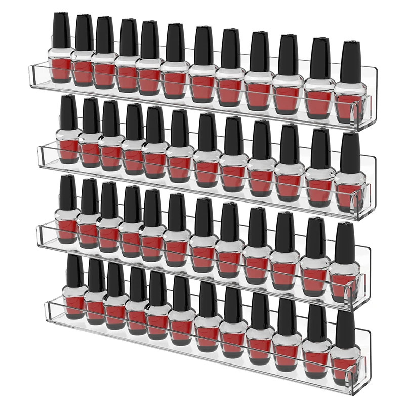 1/4 Layer Nail Polish Display Rack Transparent Acrylic Storage Holder Art Tools Lipstick Organizer Wall-mounted Shelf 240627