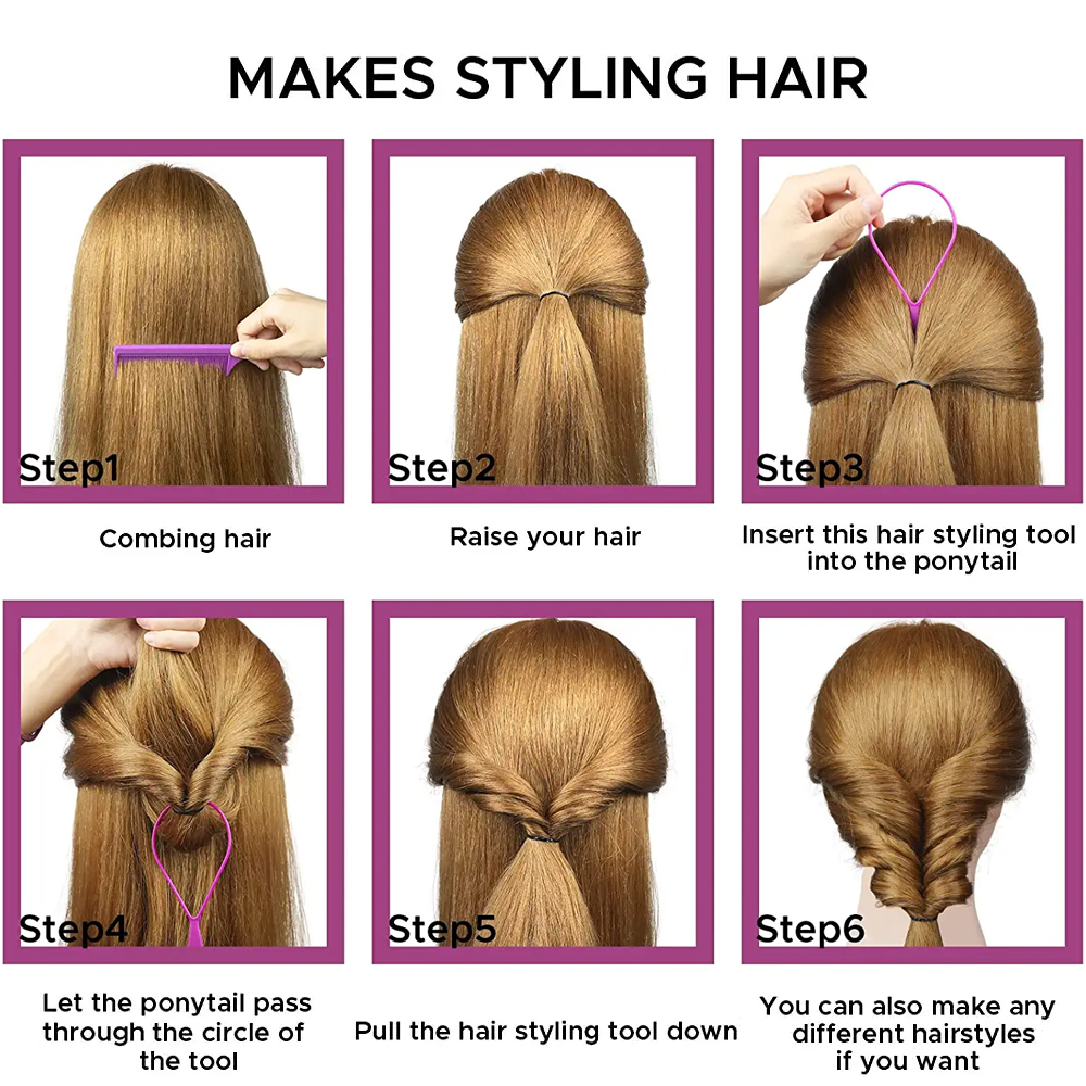 4Pcs/Set French Braiding Tool Loop Make Hairstyles Elastic Hair Bands Remover Cutter Rat Tail Comb Hair Pin Disk Styling Tools