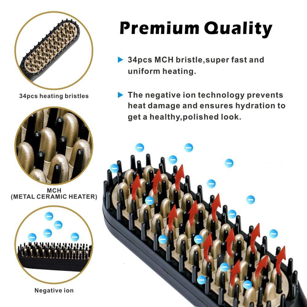 Professional Straightener Brush Beard Straightening Comb Multifunctional Hair Curler Fast Heating Styling Tools F628-25
