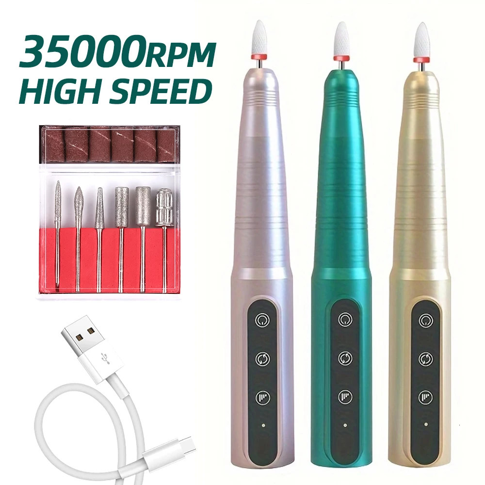 35000RPM Rechargeable Nail Drill Machine Portable Manicure Drill Nail Cuticle E-File Nail Polisher Cordless Nail Drill Machine 240627