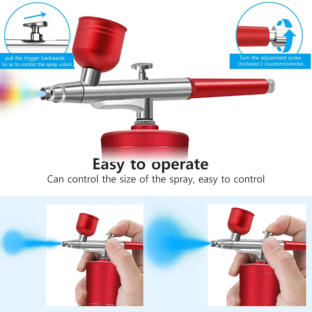 Airbrush Nail With Compressor Portable Airbrush For Nails Cake Painting Crafts Mini Airbrush Nail Art Paint Spray Gun Compressor 240627