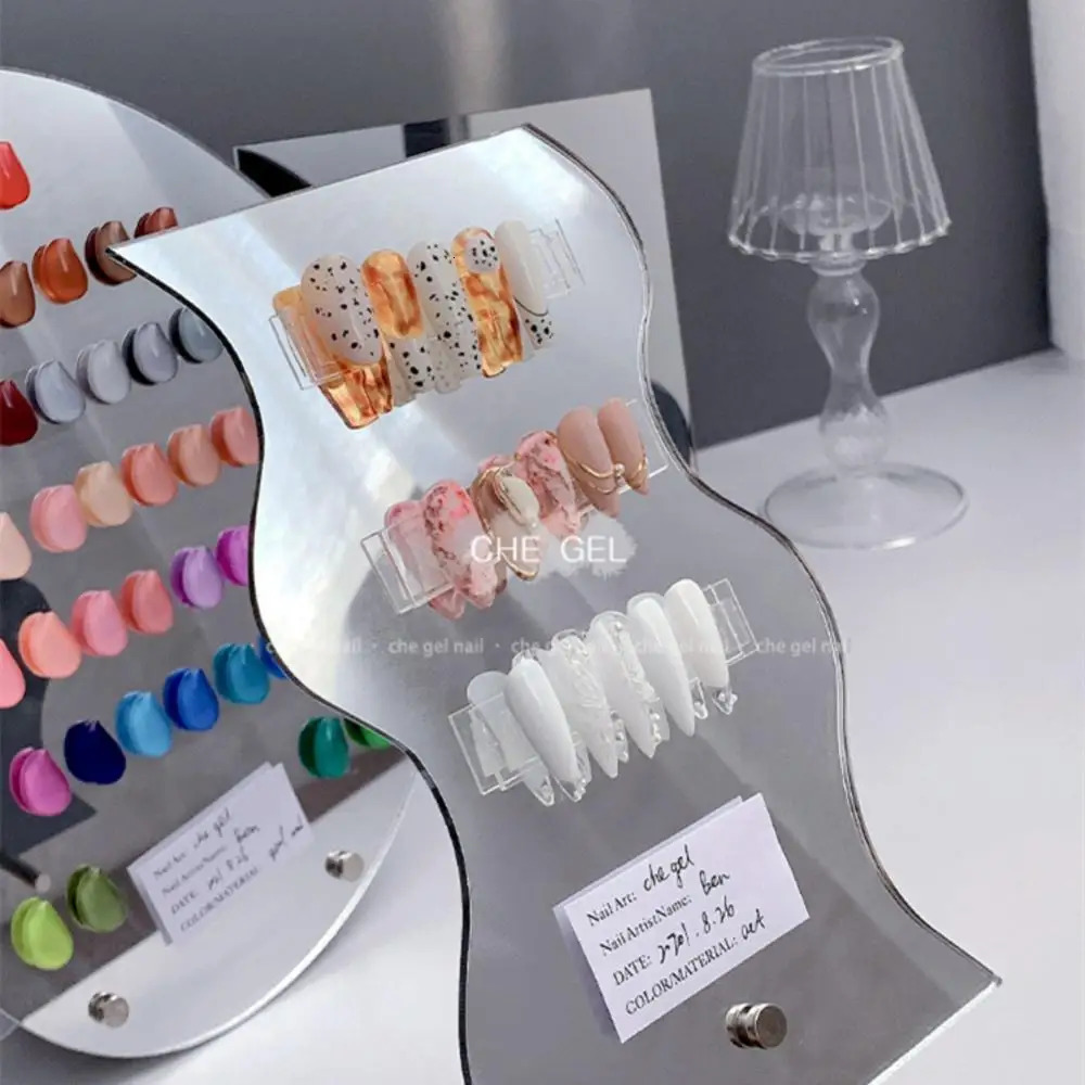 Manicure Display Racks Glass Color Card Easy To Color Display Tray Mixed Paint Board Nail Art Display Rack Acrylic Color Plate 240627