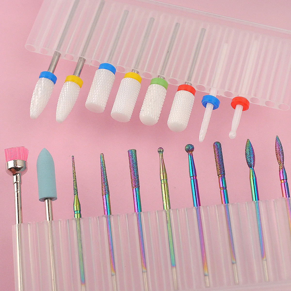 19pcs Nail Drill Bits Sets 3/32 Inch Cuticle Electric Nail File And Ceramic Acrylic Gel Nail Bit Kit Acrylic Nail Art Tools 240627