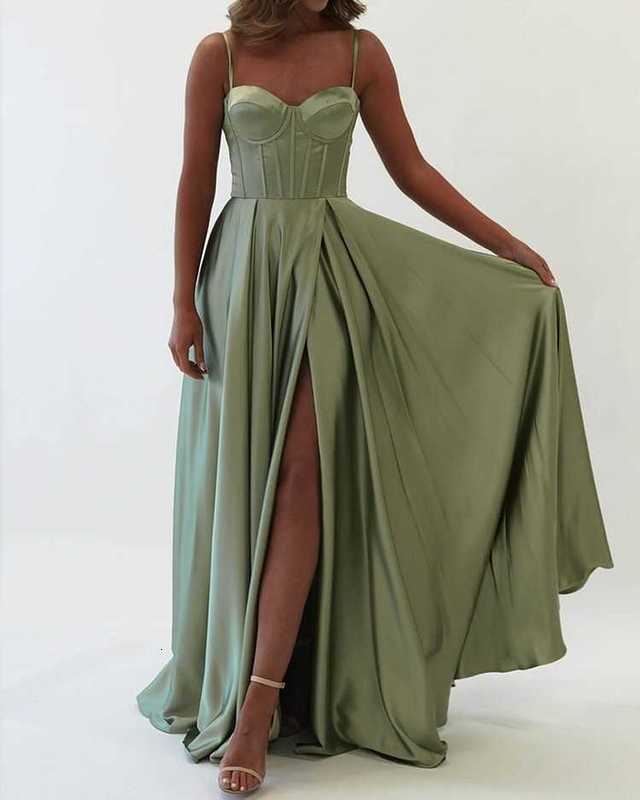 Basic Casual Women Dresses Women's Summer New Sexy Sleeveless Solid Silk Satin Split Dress