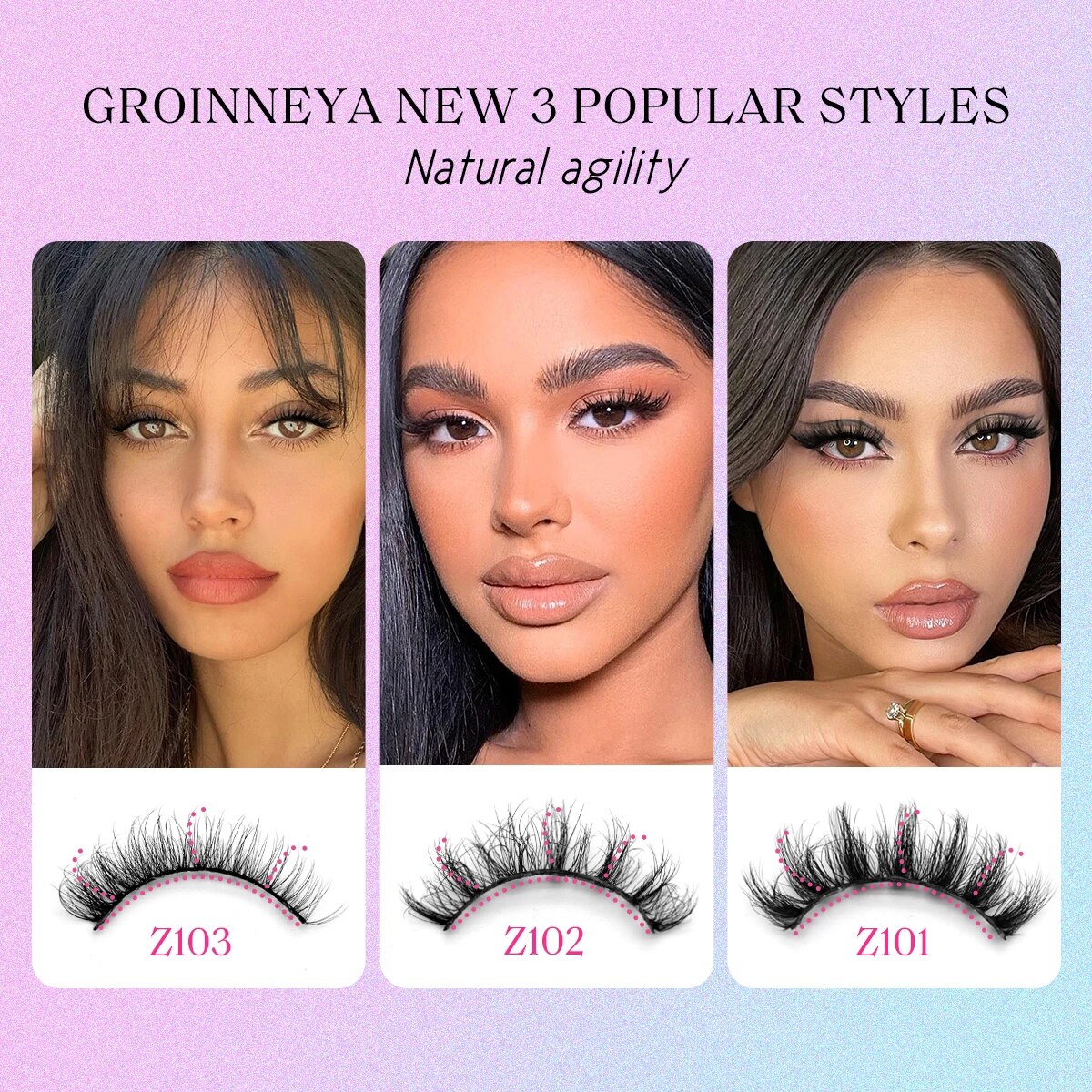 GROINNEYA 10 Pairs Eyelashes Natural False Lashes 3D Manga Lashes Y2K Winged Natural Realistic Cat Eye Eyelash Extension