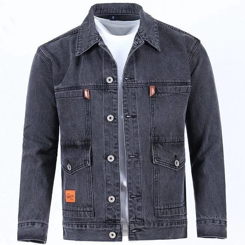 Warehouse clearance and leak detection denim jacket Mens wearresistant windproof winter middleaged overweight loose denim 240618