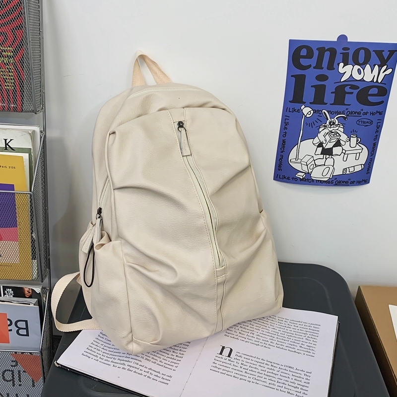 Unisex Backpack Casual Fashion Large Capacity School Simple Trendy PU High Quality Travel Couple Bag H6.28#40 ddmy 9fd9