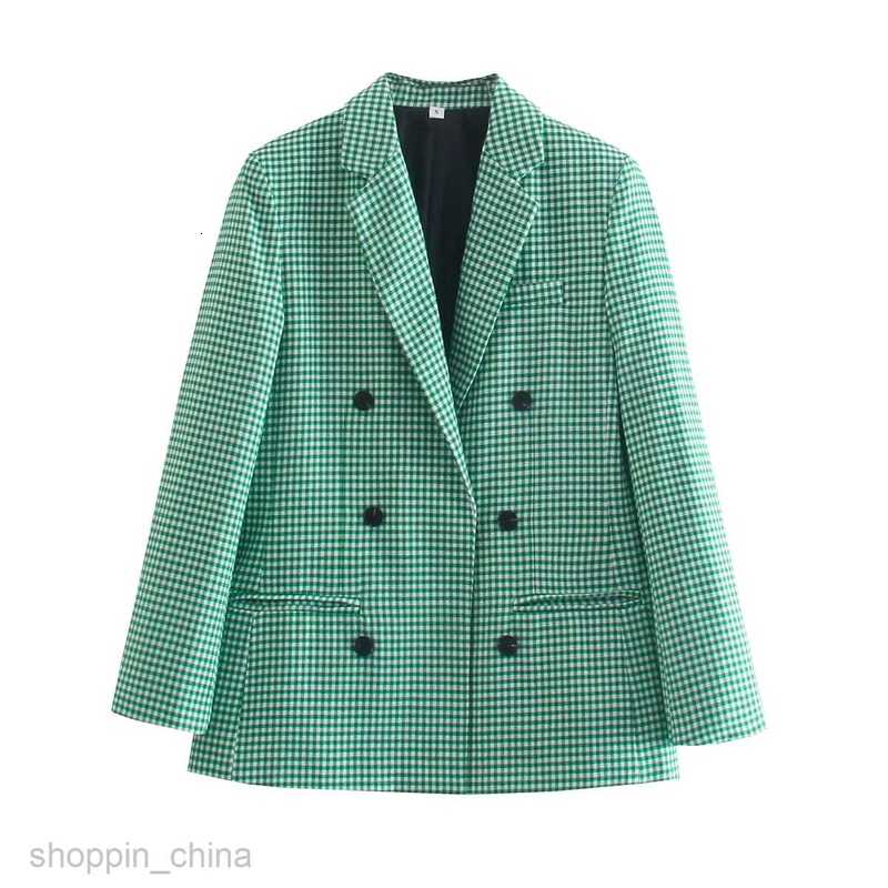 Women Jackets Coats Women's Autumn New Checkered Double breasted Coat Personalized Suit Top 5 Colors