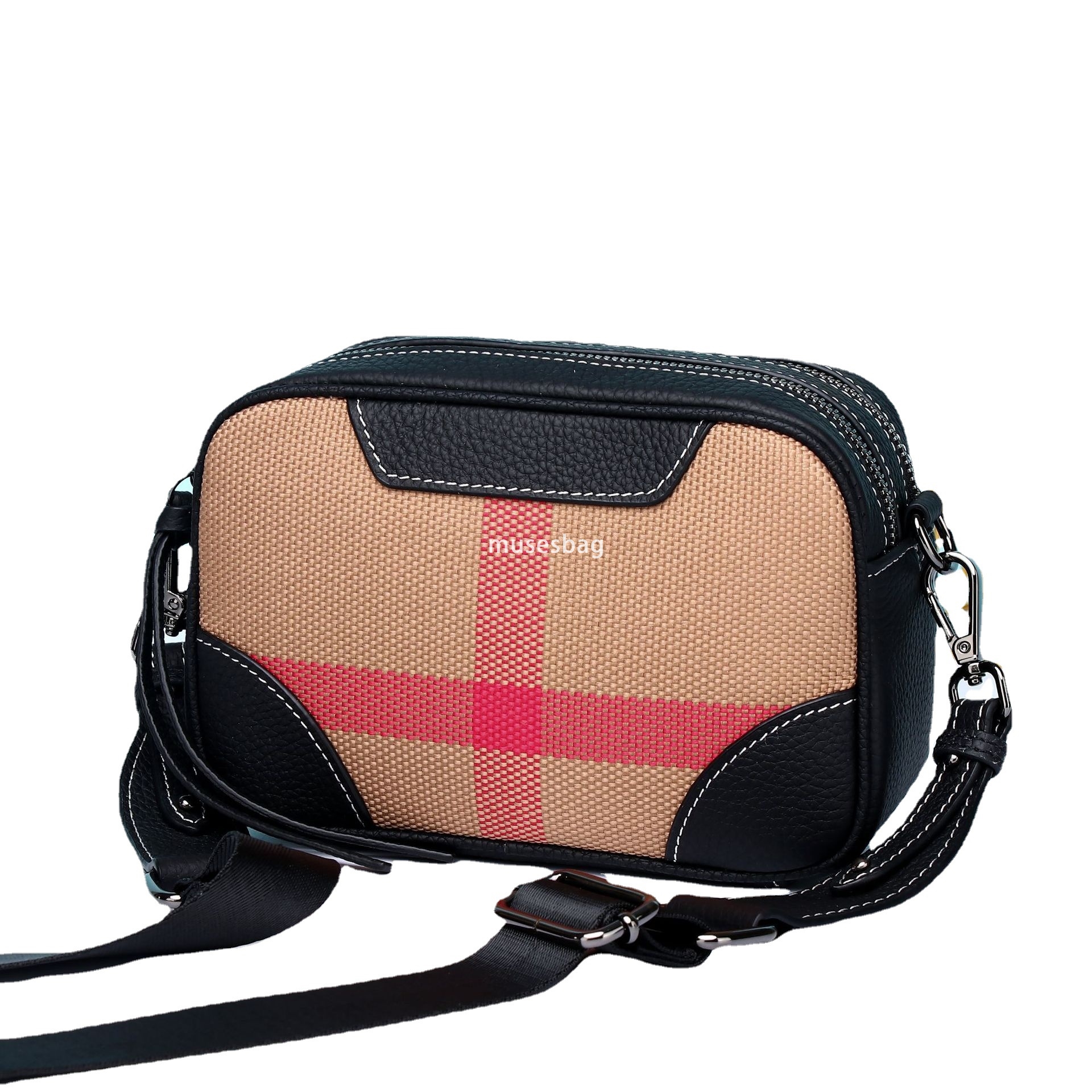 Urban minimalist niche design r genuine leather canvas new fashion trend wide shoulder strap crossbody small square mom wallet phone bag da47 4