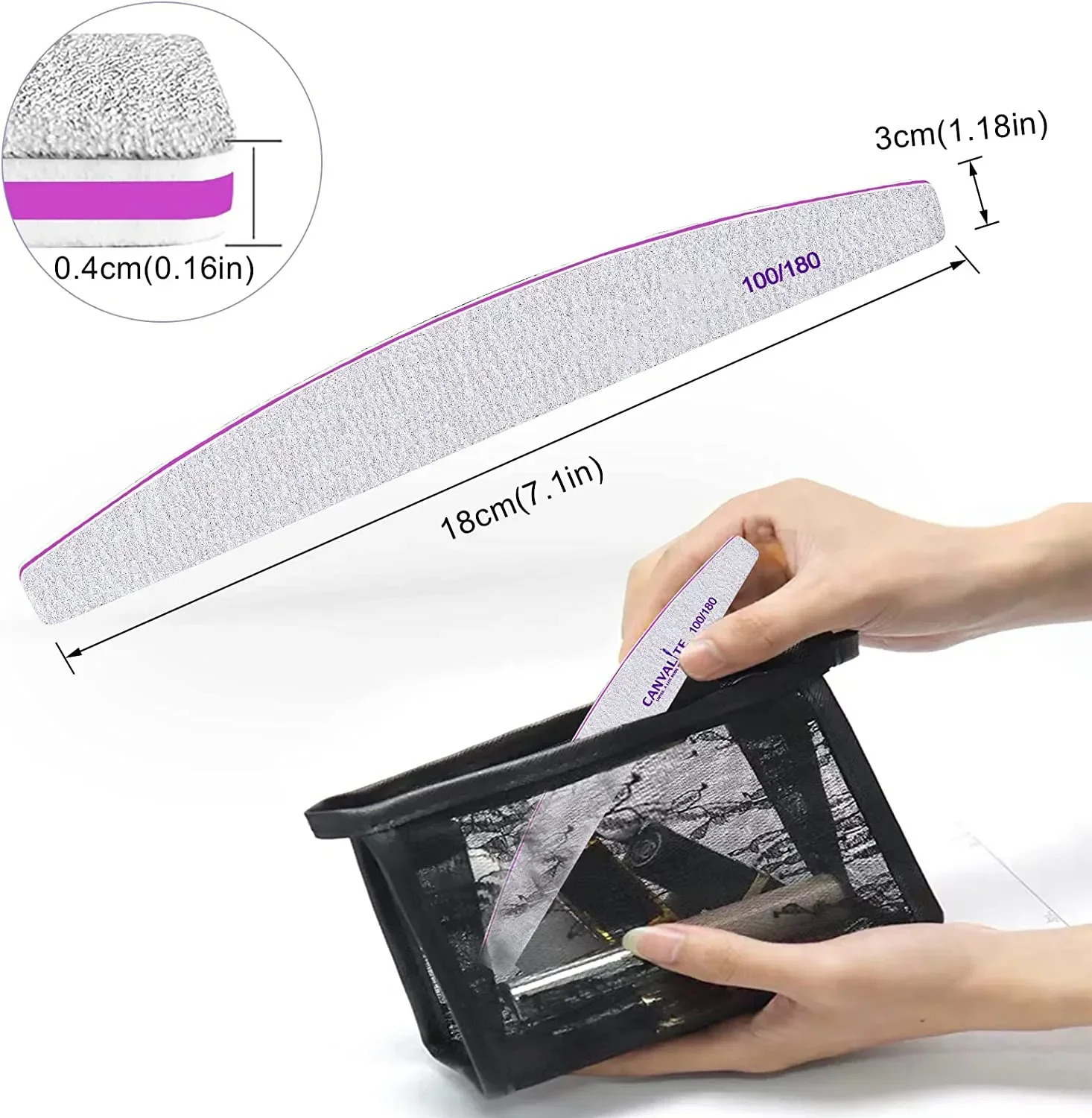 5 PCS Nail File Professional Nail Files Reusable Double Sided Emery Board100/180 Grit Nail Styling Tools for Home and Salon 240627