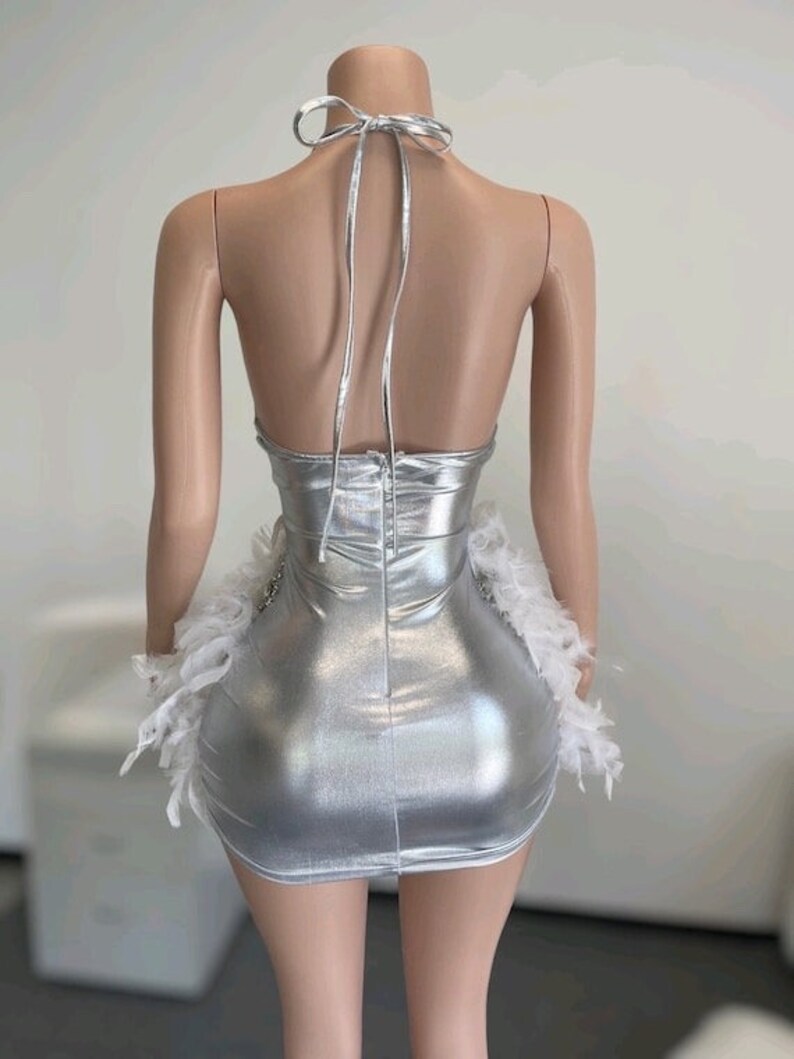 Silver Crystals Feather Short Prom Dresses For Black Girls Luxury See Through African American Cocktail Dresses Birthday Party Homecoming Gowns