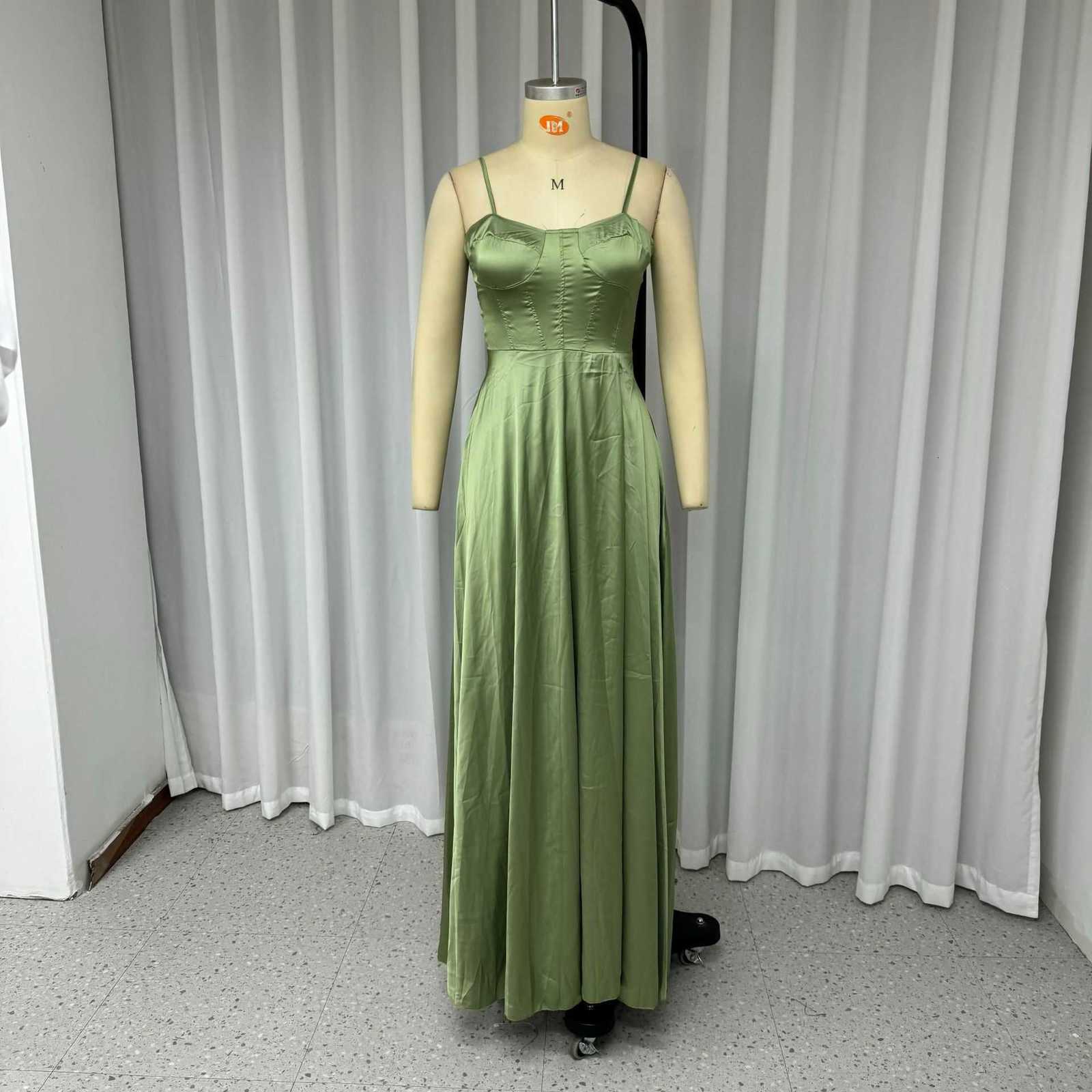 Basic Casual Women Dresses Women's Summer New Sexy Sleeveless Solid Silk Satin Split Dress