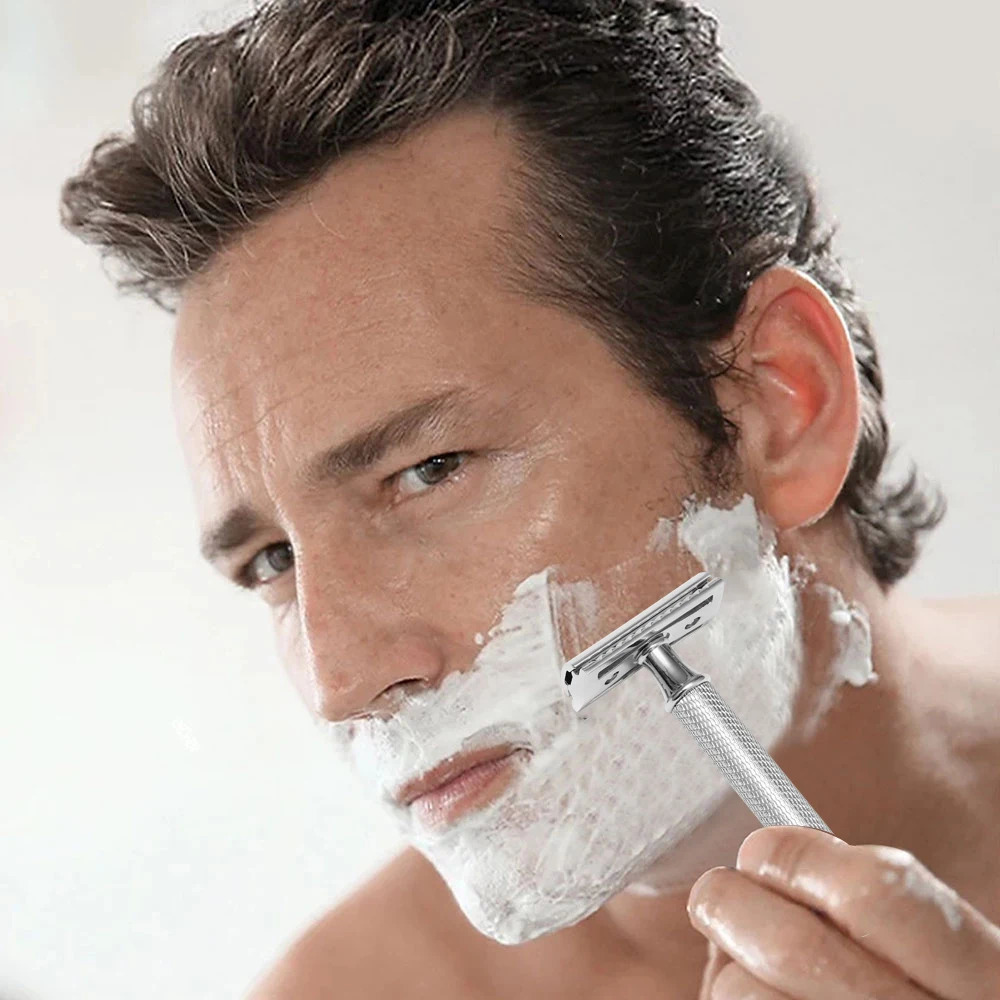 Premium Single Blade Safety Razors Double Edge Razor Blade Shaving Razors for Men with Razor Stand and 5 Platinum blades 240627