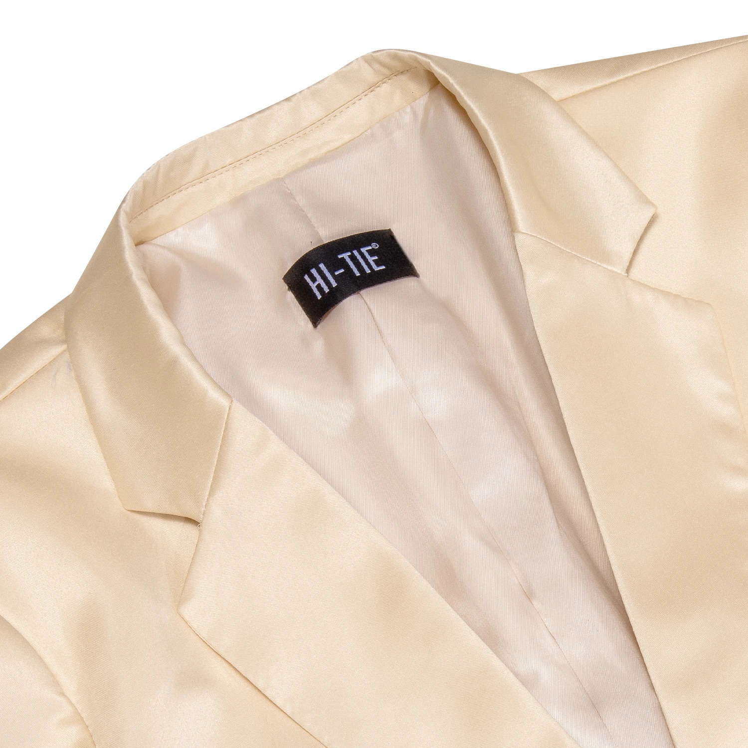 Hi-Tie Champagne Jacquard Solid Mens Suit Shawl Collar Tuxedo Blazers Jacket Coat Groom Dress For Wedding Business Party 240626