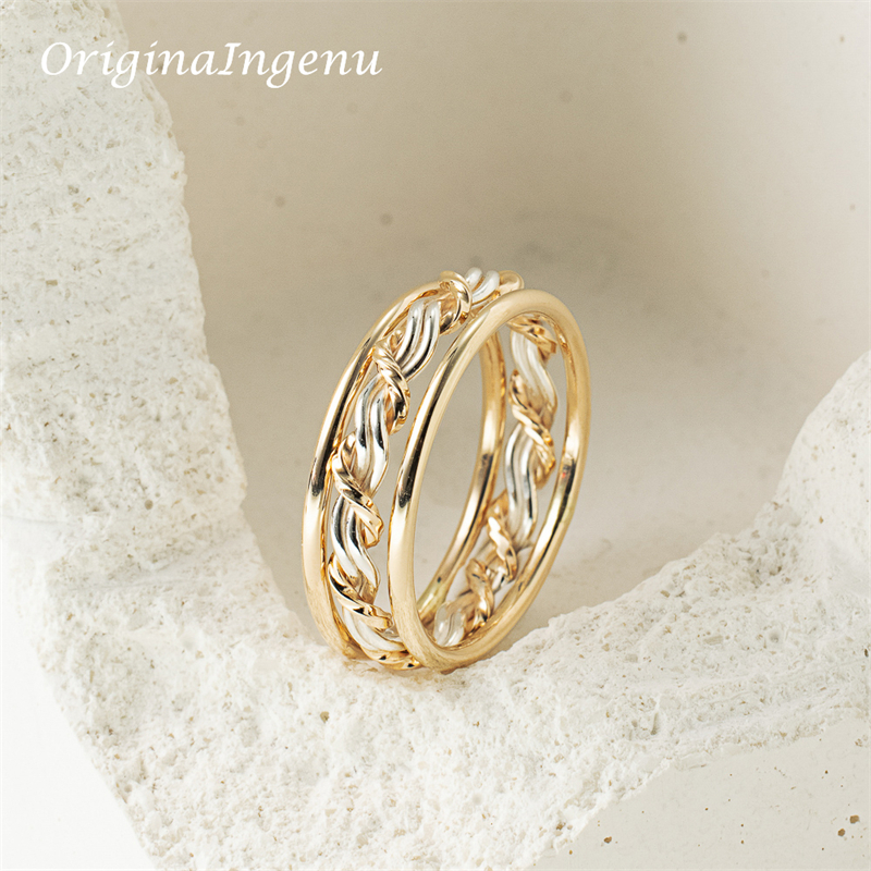 Set of 3 14K Gold Filled Weave Ring Handmade Minimalism Ring Dainty Women Jewelry Waterproof Jewelry Tarnish Resistant Ring