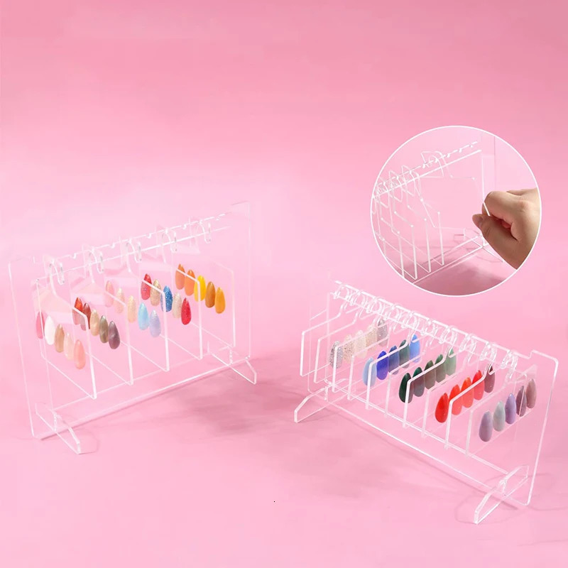 1PC Exquisite Nail Color Showing Shelf Transparent Nail Art Storage Rack Nail Display Card Template DIY Nail Art Showing Shelf 240627