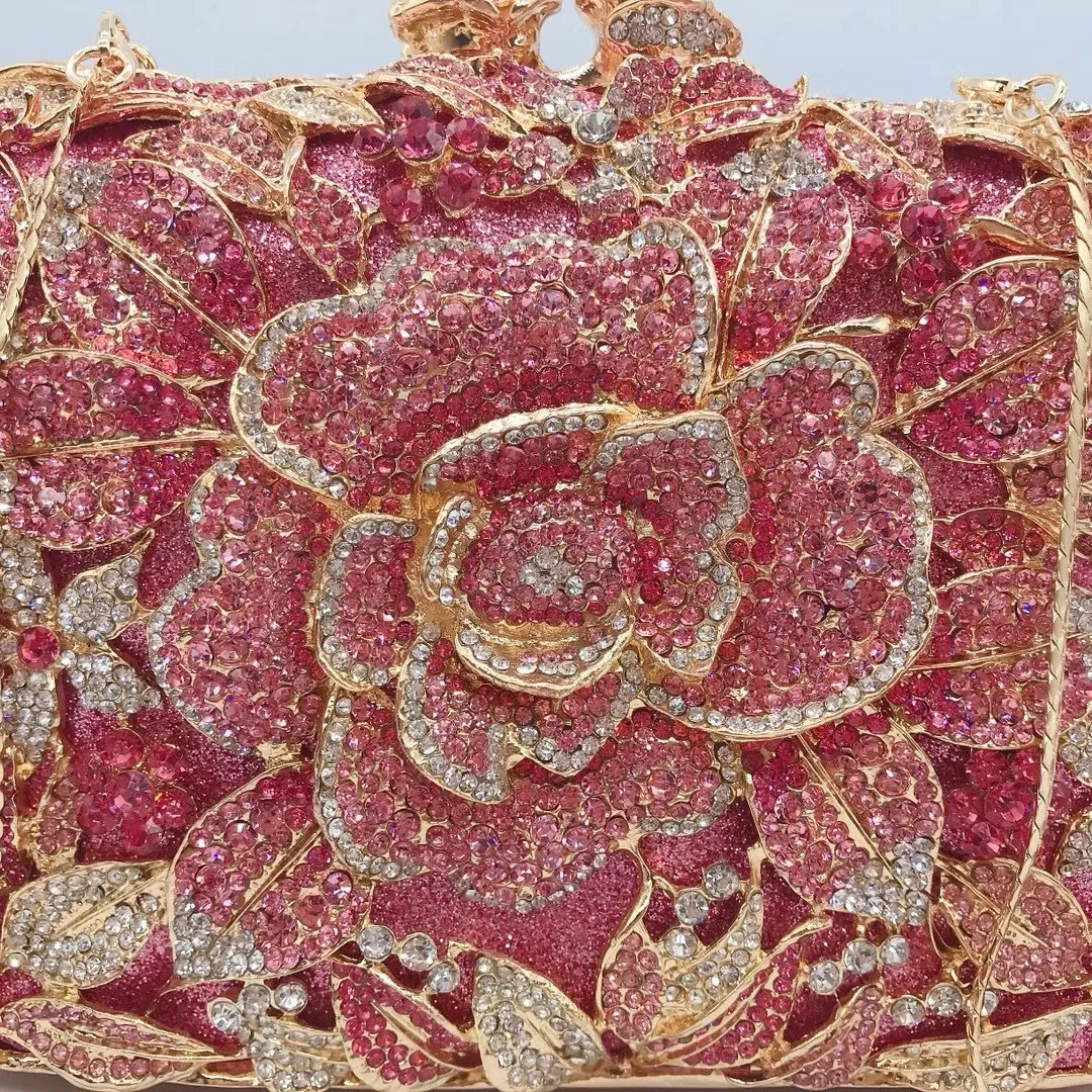 3 WHTUOHENG ral WhitePink Red Dia Wedding Women Clutch Bags Dinner Banquet Clutches Crystal Chain Evening Purses Handbags 240615 4