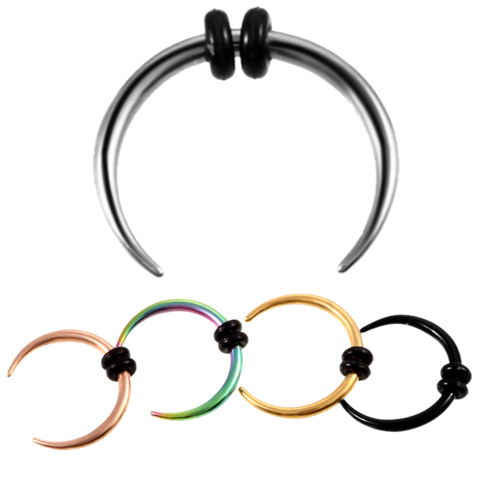 1Pc 316L Surgical Steel OX Hoop Pincher Round Tapered Septum Nose Ring Ear Cartilage Piercing Earring for Women Men Body Jewelry