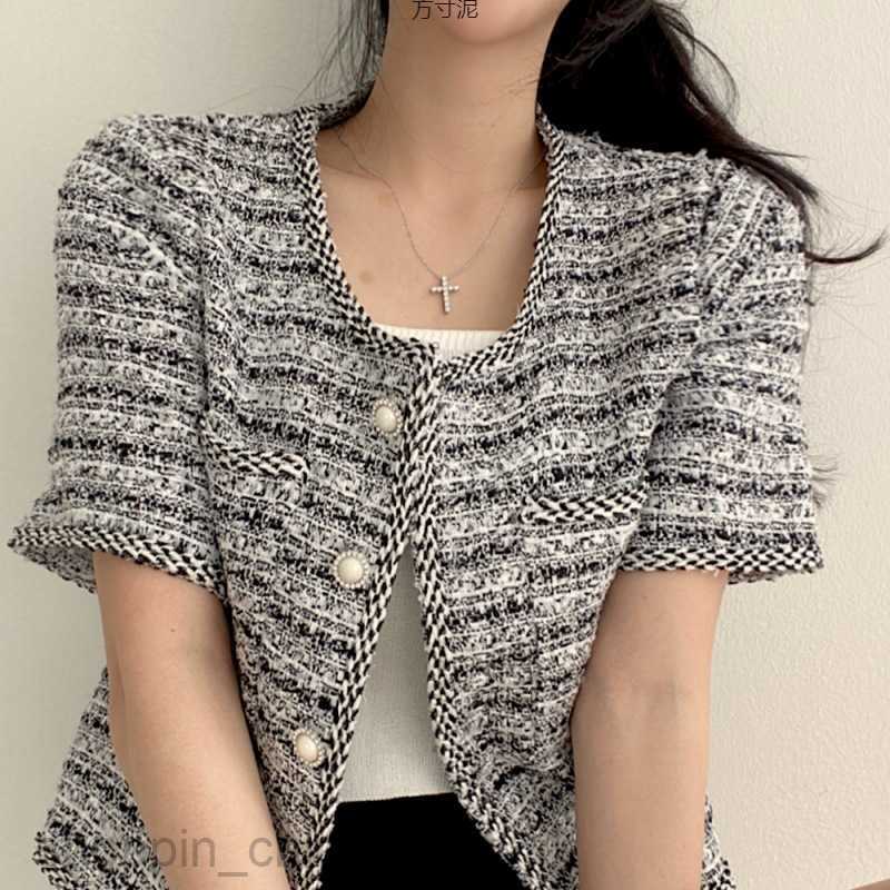 Women Jackets Coats sense niche short sleeved small fragrant jacket cardigan women's summer new explosive street short top