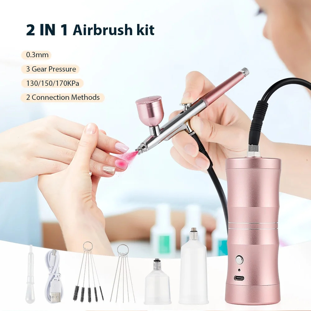 150cm Air Tube Portable Nails Airbrush Kit Compressor Cake Pastry Painting Sprayer Makeup Barber Nail Paint Spray Gun 240627