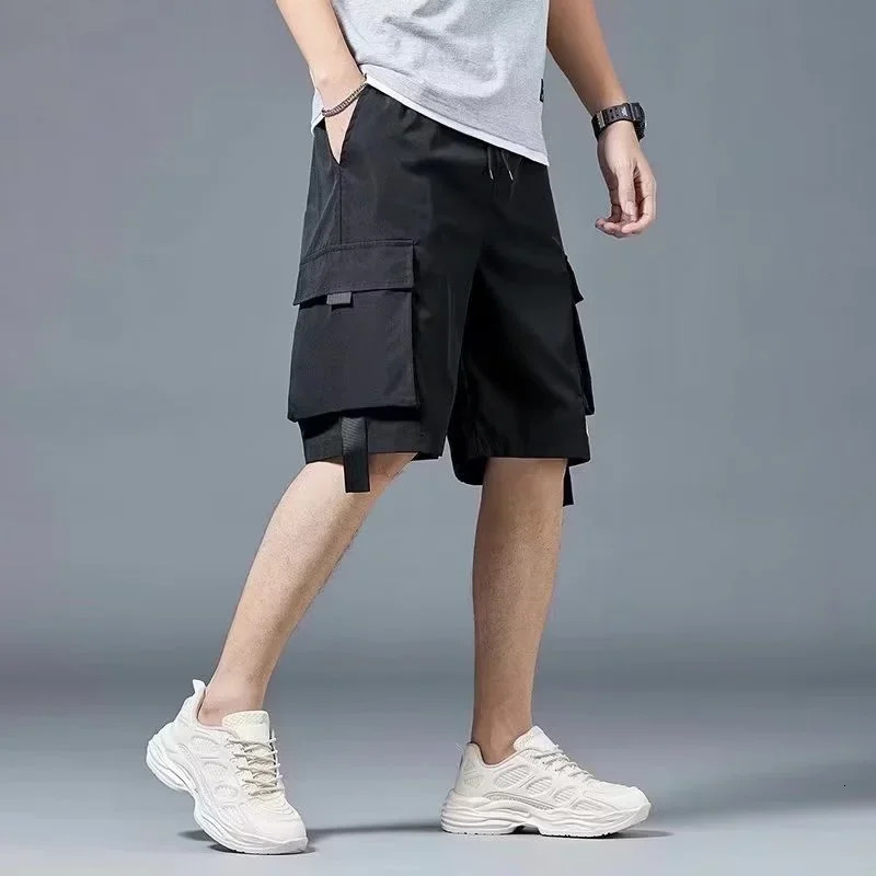 Summer Mens Solid Color Military Cargo Shorts Casual Multipocket Fitness Baggy Tactical Short Pants Y2K Streetwear Bermudas 240620