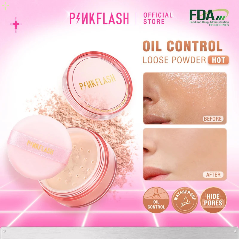 PINKFLASH 3 Colors Matte Loose Powder Waterproof Oil-control Matte Full Coverage Face Makeup Setting Finish Powder Cosmetics 240627