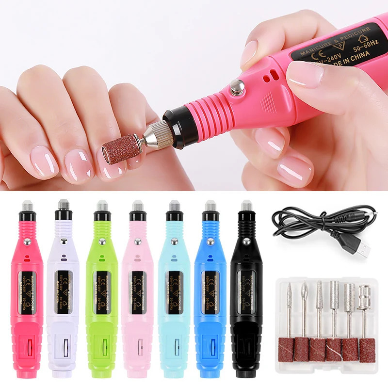20000RPM Electric USB Nail Drill Machine Professional Manicure Pedicure Drill Set With Nail Drill Bits Polishing Equipment Tools 240627