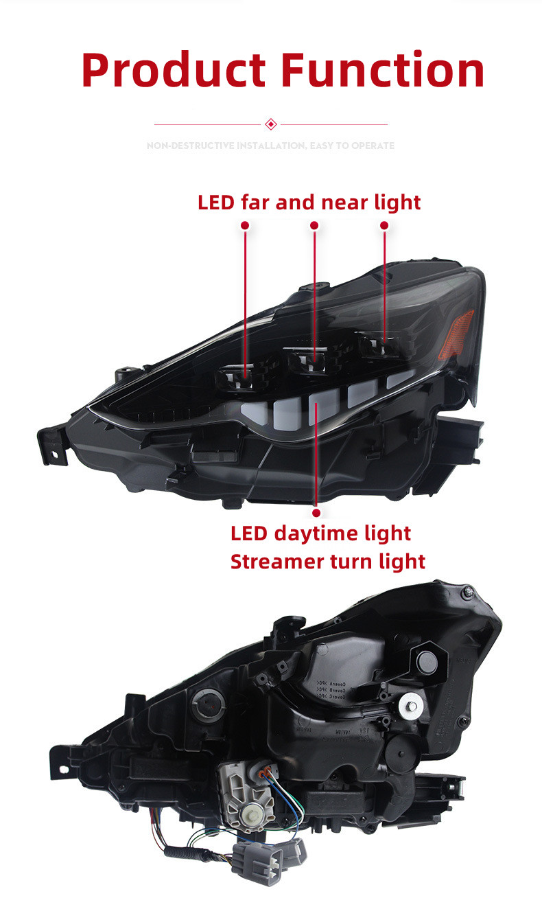 Full LED Headlights for Lexus IS 20 13-20 16 LED Turn Signal Lamp High Low Beam One Lens Front Daytime Light