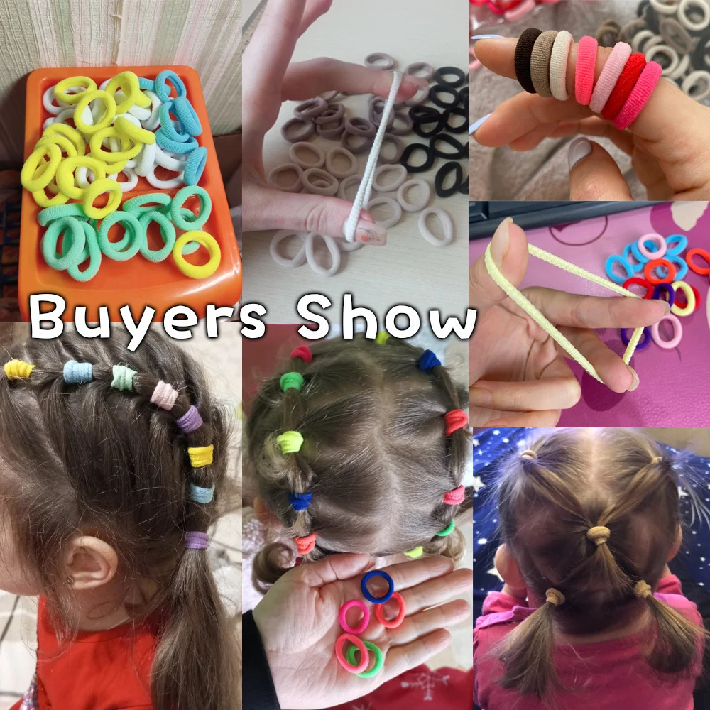 100PCS Colorful Basic Nylon Ealstic Hair Ties for Girls Ponytail Hold Scrunchie Rubber Band Kid Fashion Baby Accessories 240625