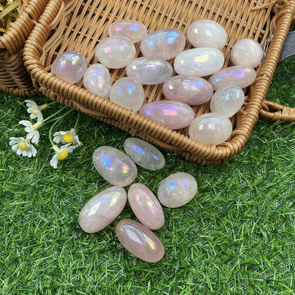 100G Natural Real Genuine Crystal Tumbled Stone Angel Aura Rose Quartz Rolling Energy Gemstone For Grid Healing Jewelry Making