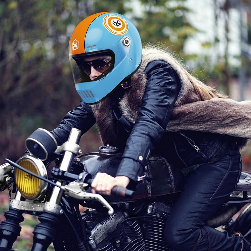 Men Women Vintage Full Face Motorcycle Helmet Dual Lens FlipUp Helmets Motocross Racing Modular Motorbike Safety Helmets