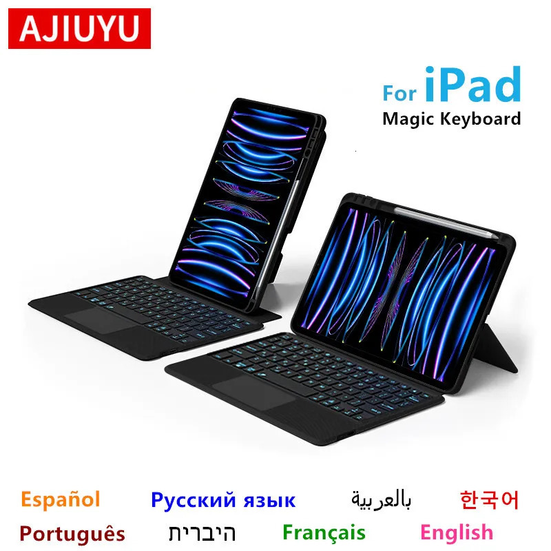 AJIUYU Keyboard For iPad Pro 11 Inch 12.9 - Air 5th 4th 10.2 10th 10.9 Case Magic Smart Keyboard Cove TouchPad Backlight 240621